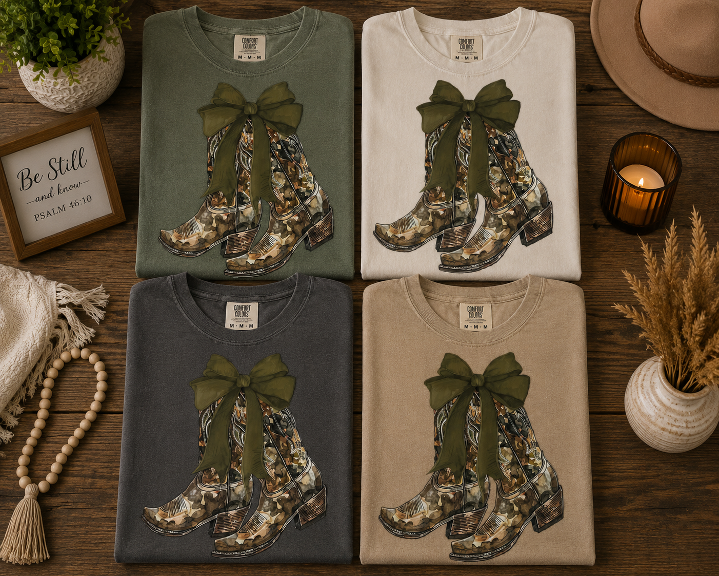 Camo Cowboy Boots & Bow