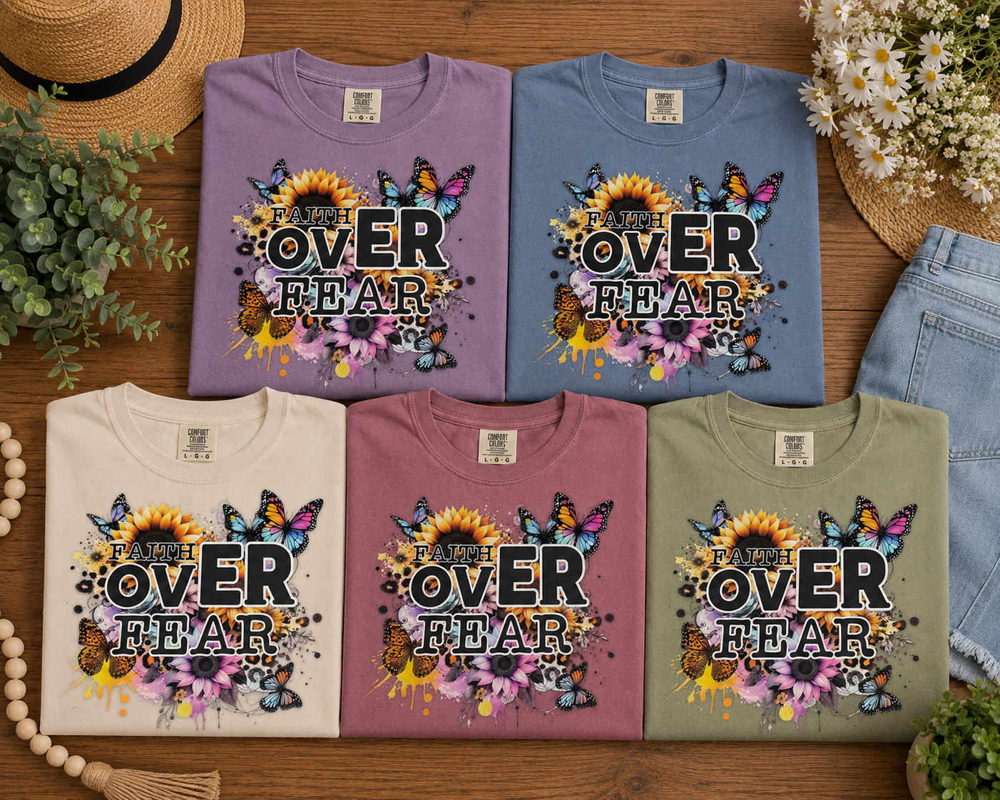Faith over Fear Floral & Butterflies