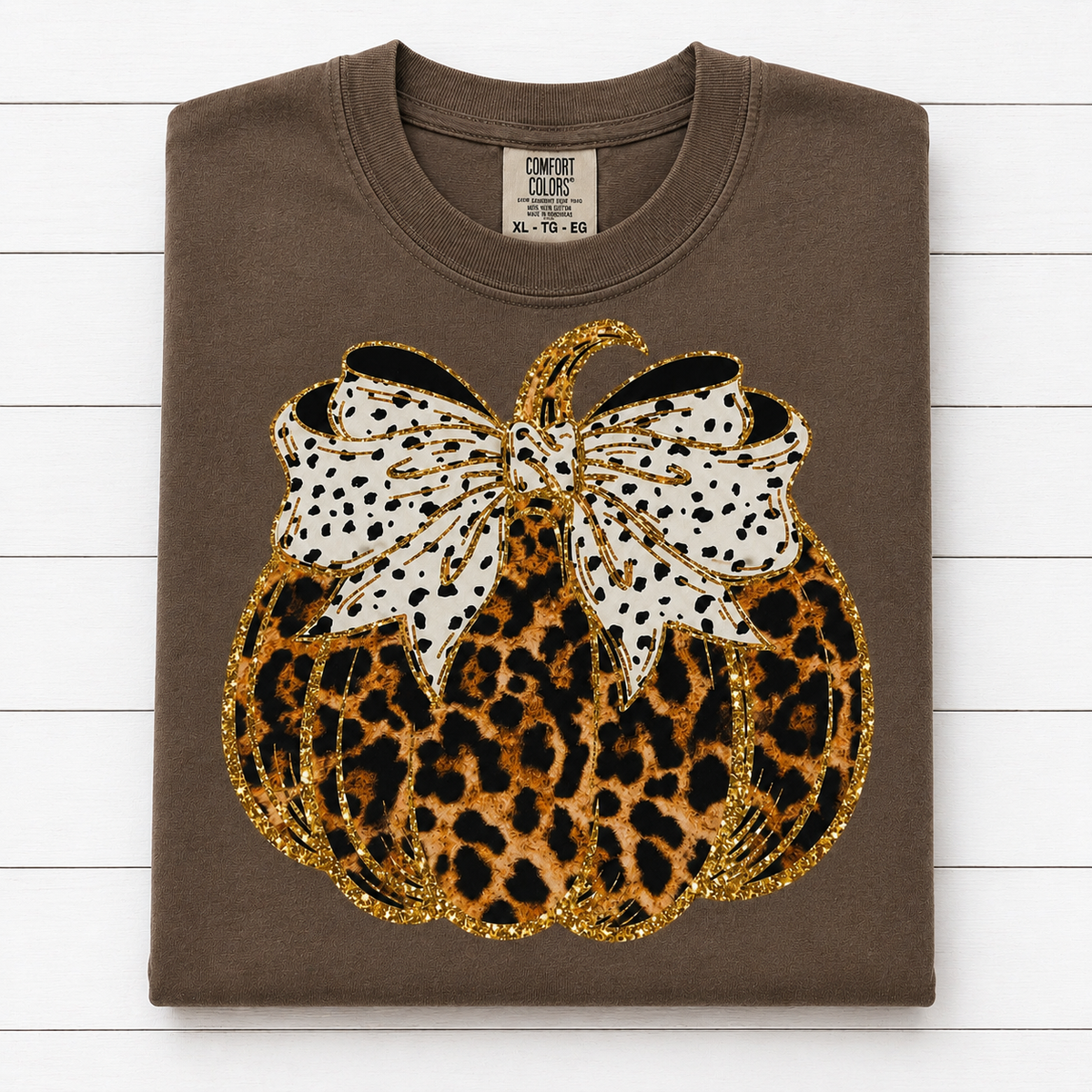 Leopard Faux Glitter Pumpkin