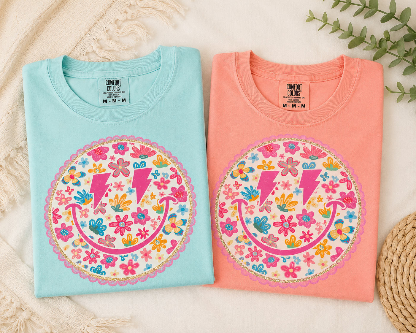 floral & lace lightning smiley