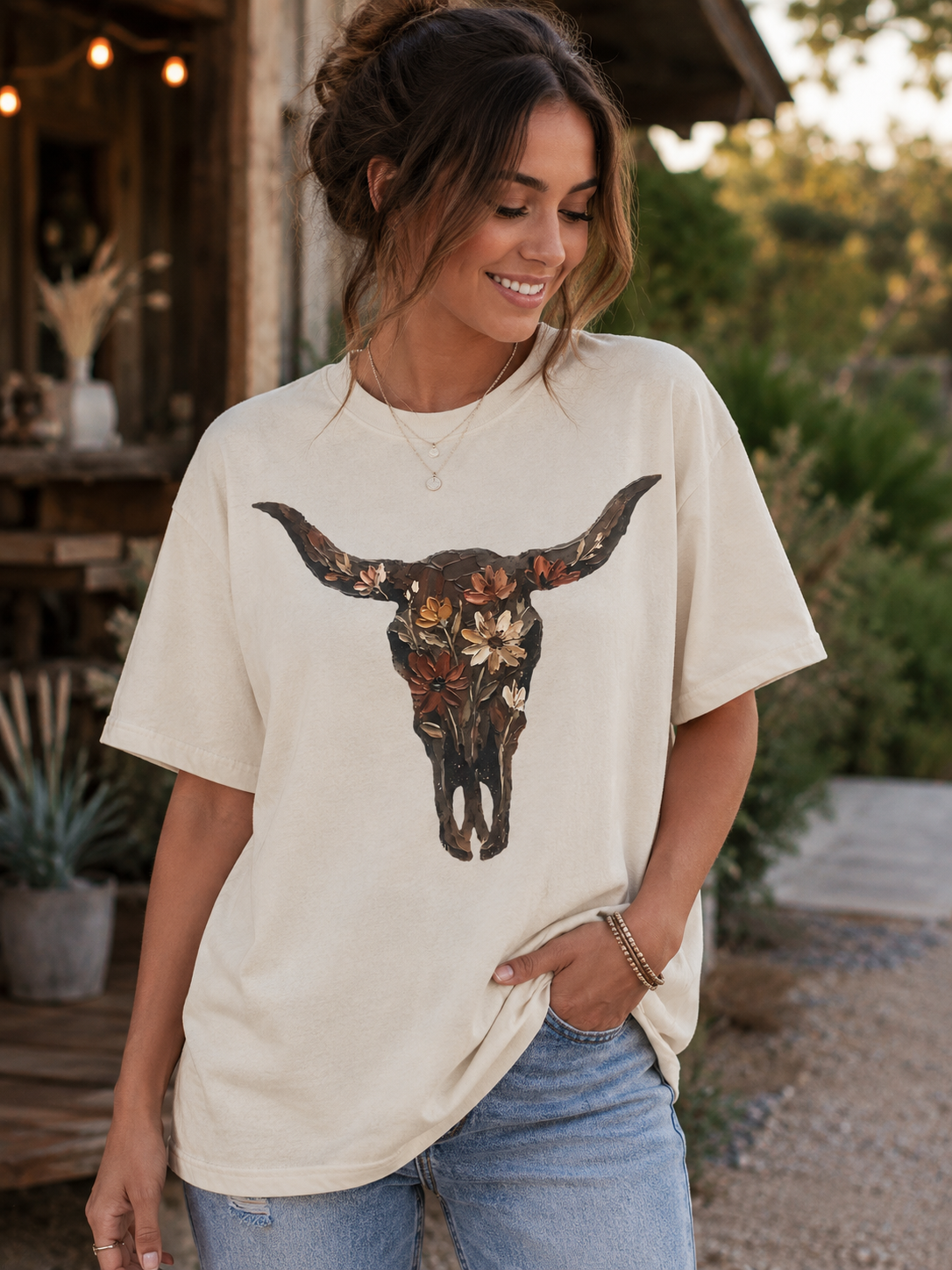 Painted Cow Skull