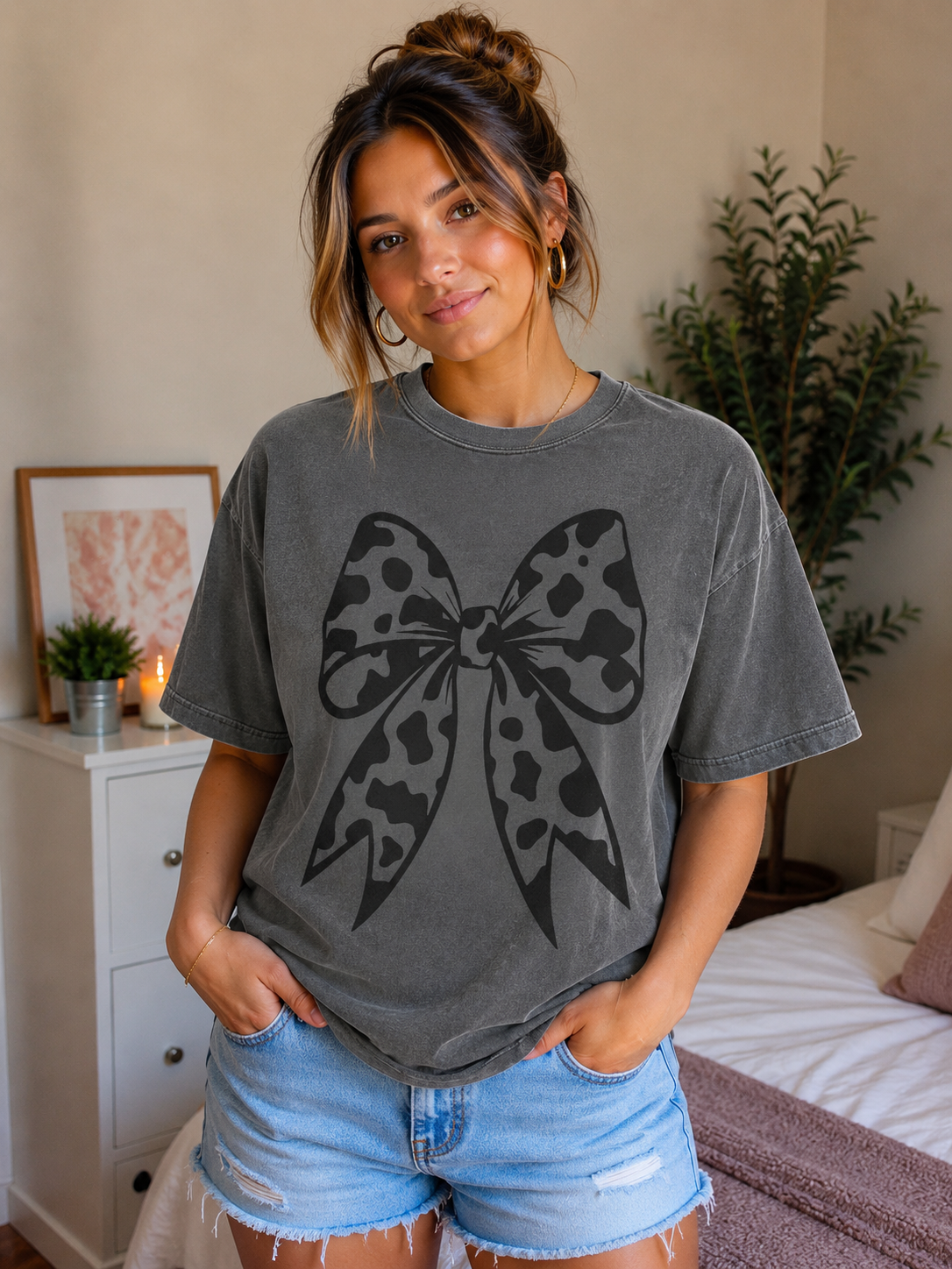 Cowprint Bow Black Ink