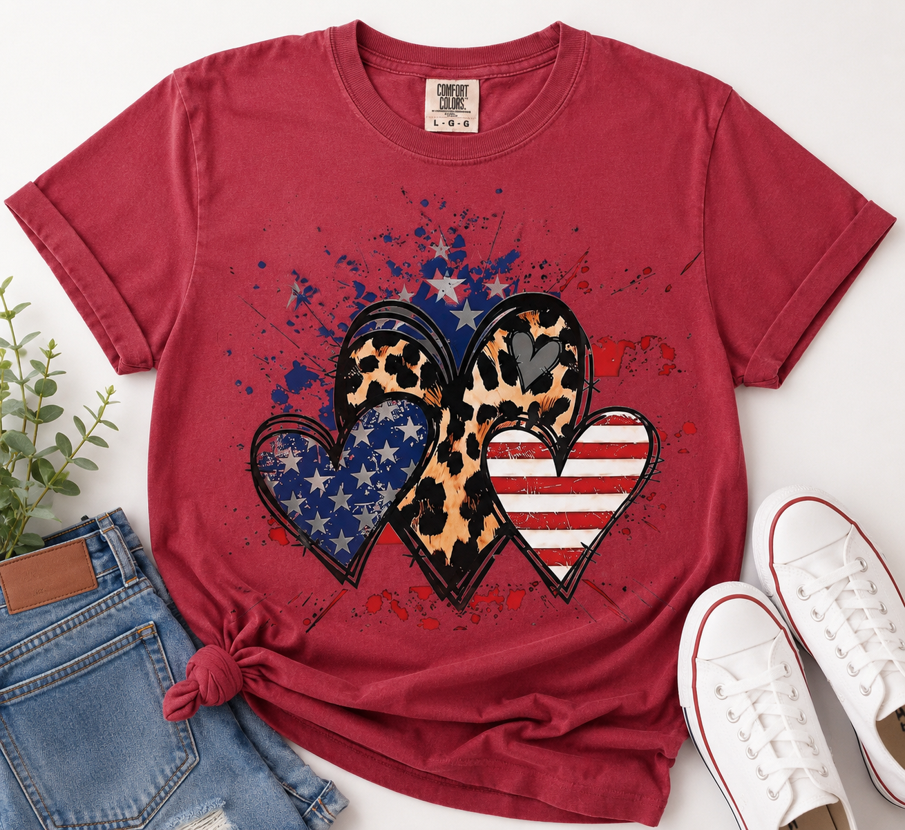 Patriotic Splatter Hearts