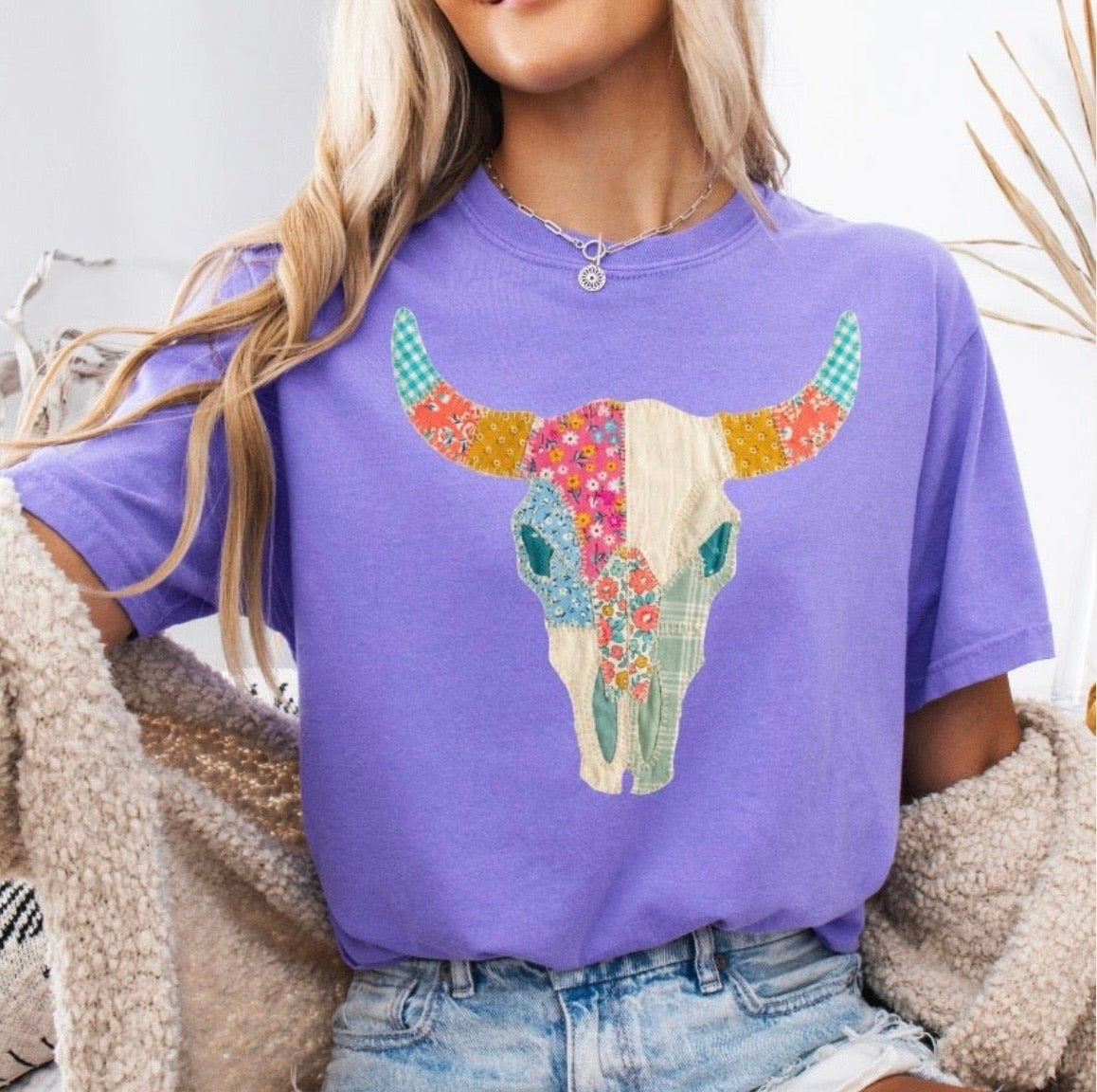 Patchwork Cow Skull