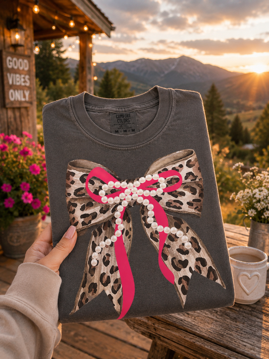 leopard pearl bow