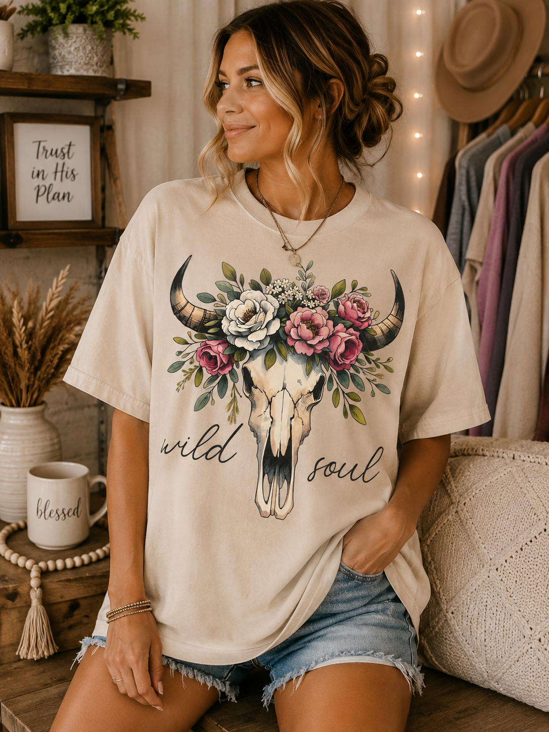 Floral Wild Soul Cow Skull