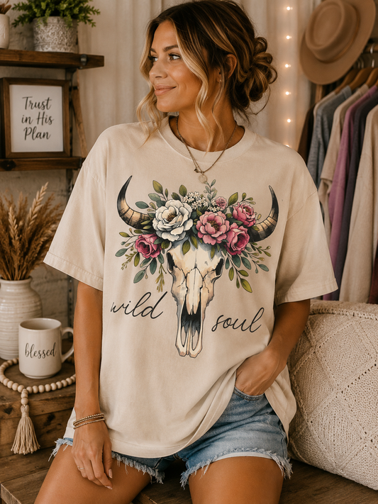 Floral Wild Soul Cow Skull