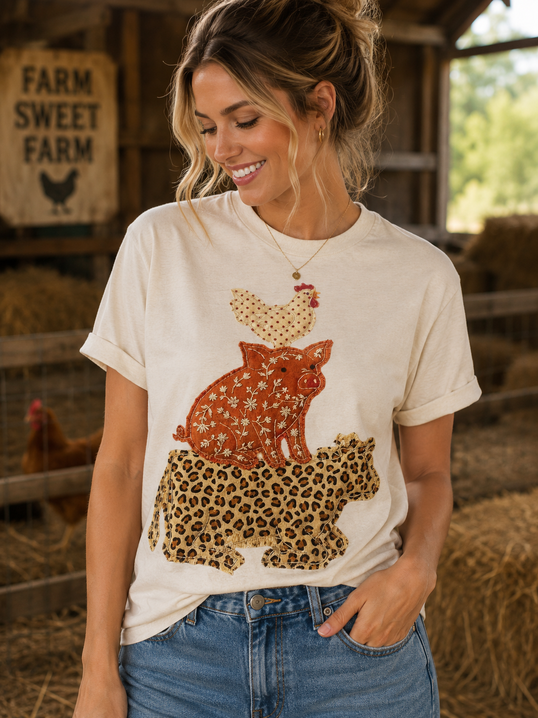 stacked farm animals