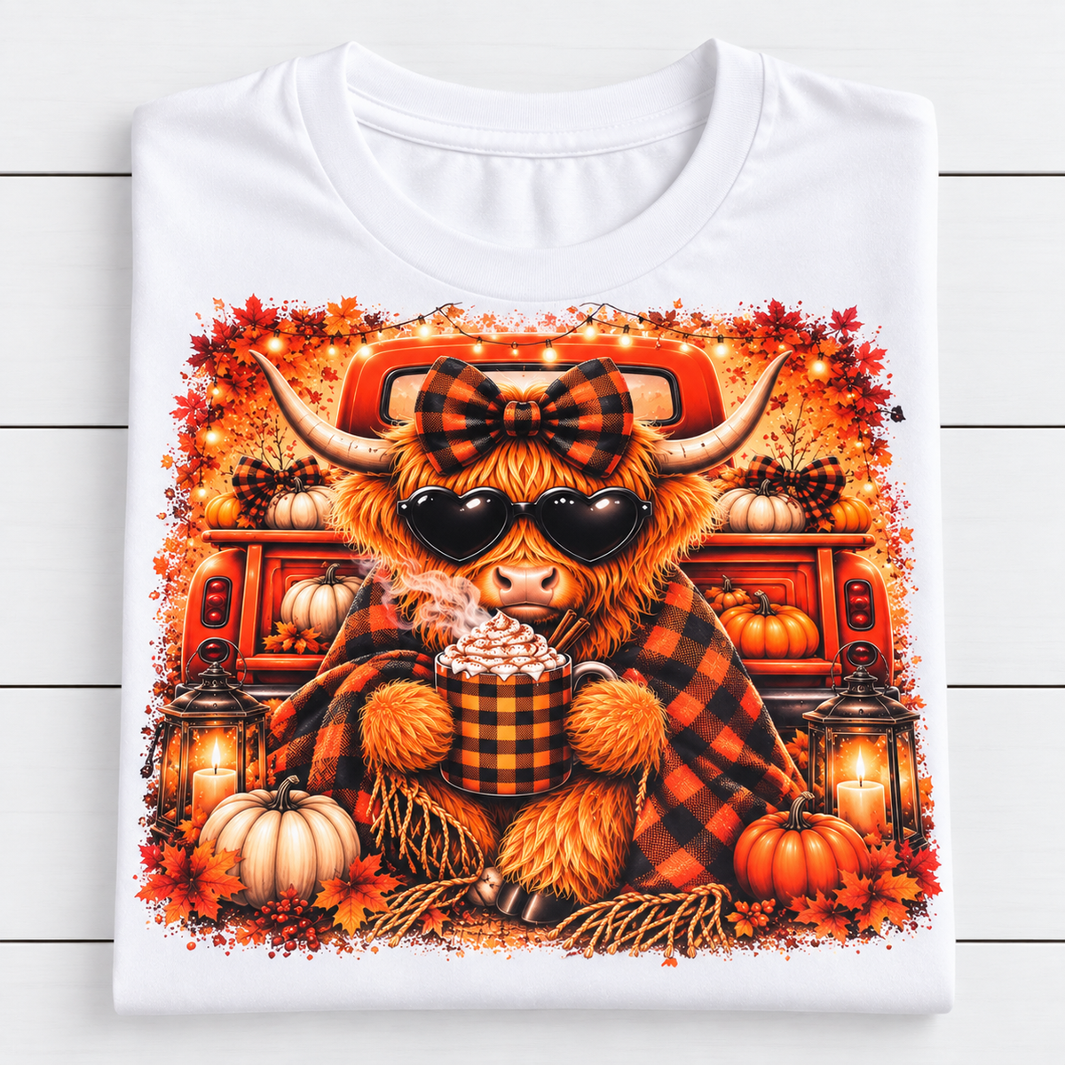 Fall Highland Cow Pumpkin Truck