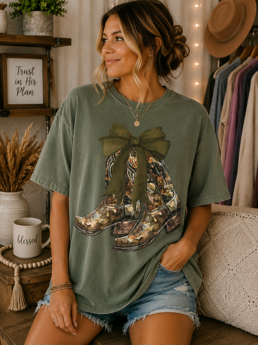 Camo Cowboy Boots & Bow