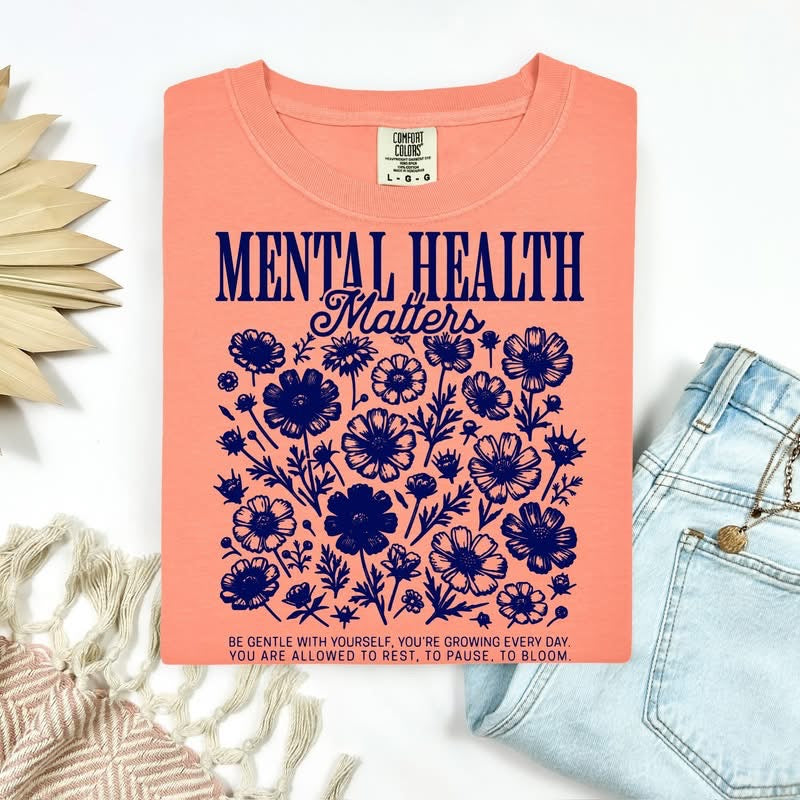 Floral Mental Health Matters - Navy Ink