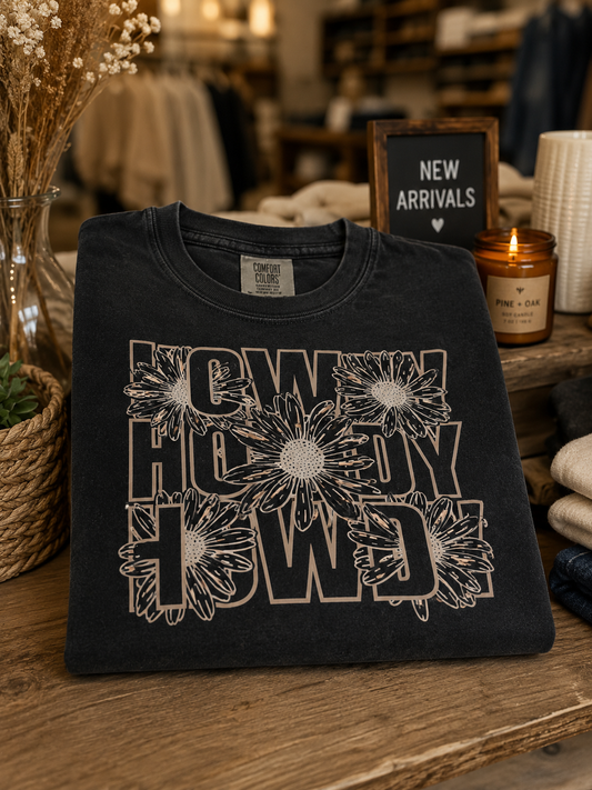 Howdy Flowers Beige Ink