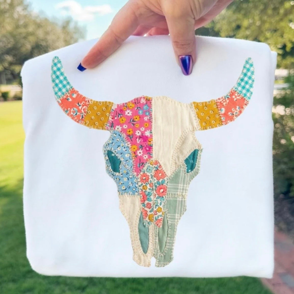 Patchwork Cow Skull