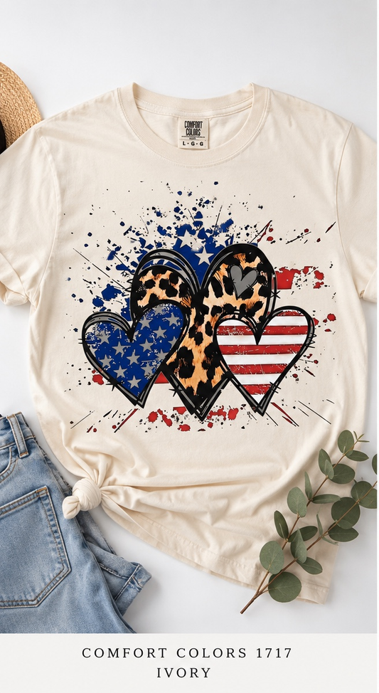 Patriotic Splatter Hearts