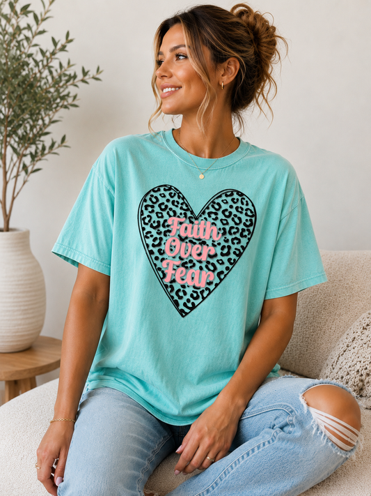 Faith Over Fear Leopard Print Heart