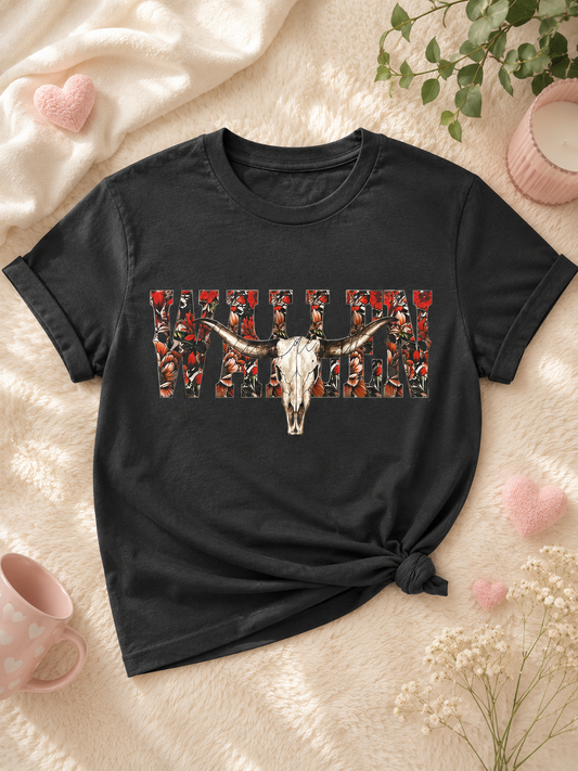 floral cow skull wallen