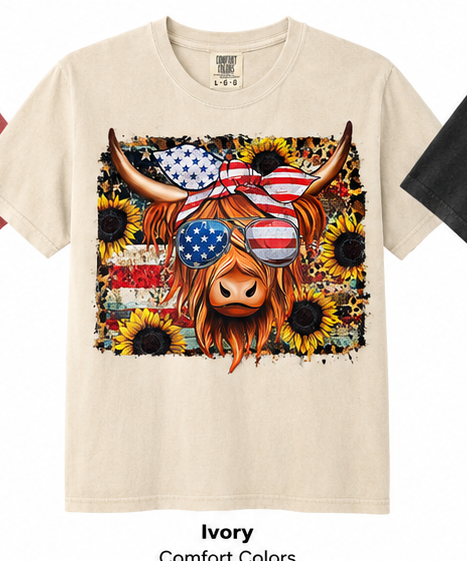 Sunflower Patriotic Cow