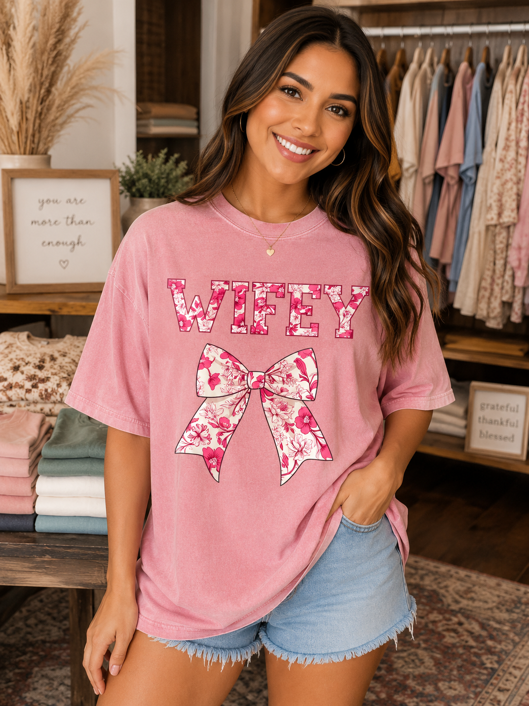 floral wifey bow